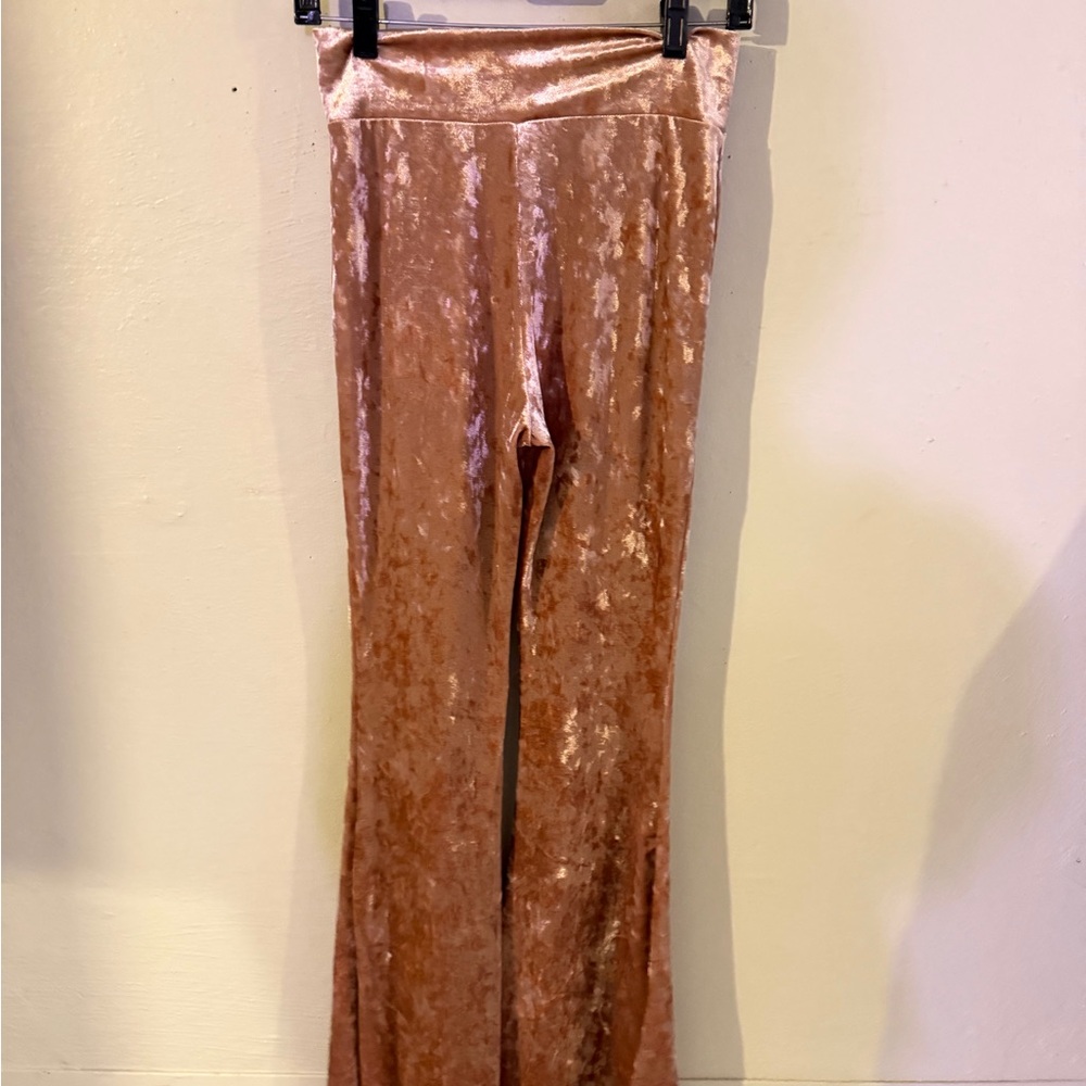 Velour Flare Pants in Blush